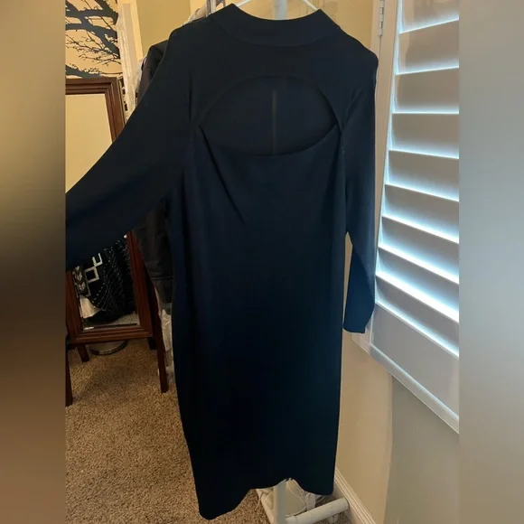 Blue Orchid Peek-a-Boo Knit Midi Sweater Dress, Size 1x in Black at Nordstrom Rack Blue Orchid Peek-a-Boo Knit Midi Sweater Dress, Size 1x in Black at Nordstrom Rack